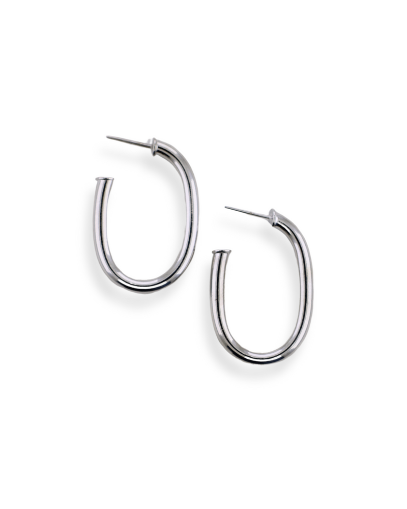 Brinco Argola Tubo Ródio Branco